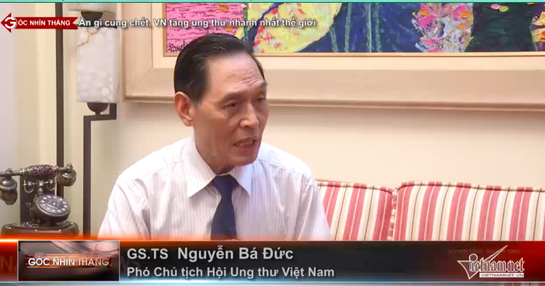 GS.TS Nguyễn Bá Đức, Phó Chủ tịch Hội Ung thư Việt Nam trả lời chương trình Góc nhìn thẳng, báo VietNamNet (ảnh: VietNamNet) 